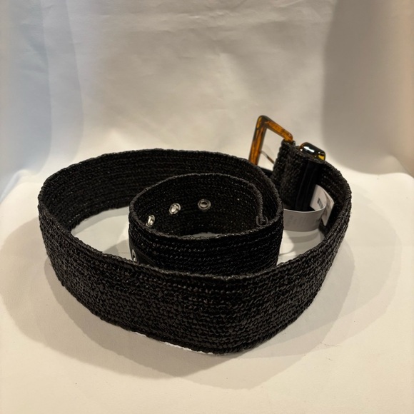 NORTHERN REFLECTIONS Raffia Style Elasticized Brown Plastic Buckle Belt NEW - Picture 4 of 7